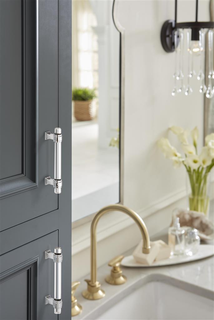 AMEROCK Glacio Glass Handle Cabinet Pull in Clear and Chrome (+5 Sizes)