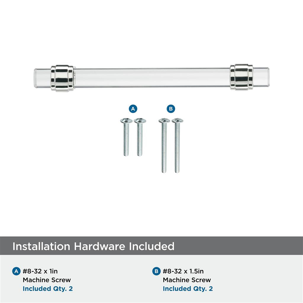 AMEROCK Glacio Glass Handle Cabinet Pull in Clear and Chrome (+5 Sizes)