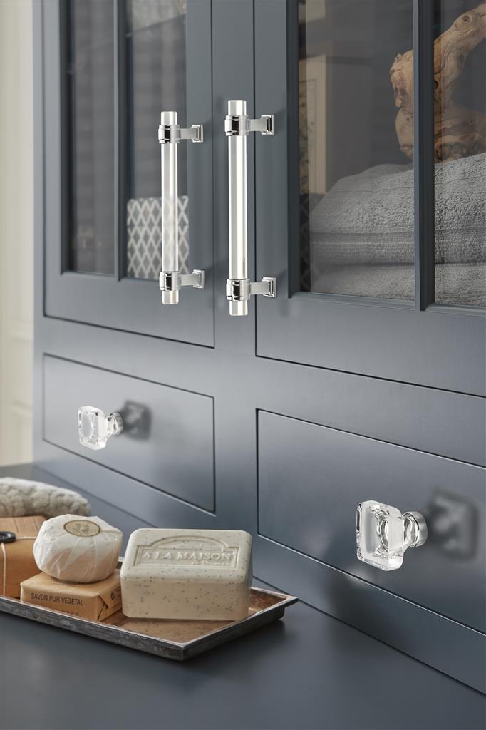 AMEROCK Glacio Glass Handle Cabinet Pull in Clear and Chrome (+5 Sizes)