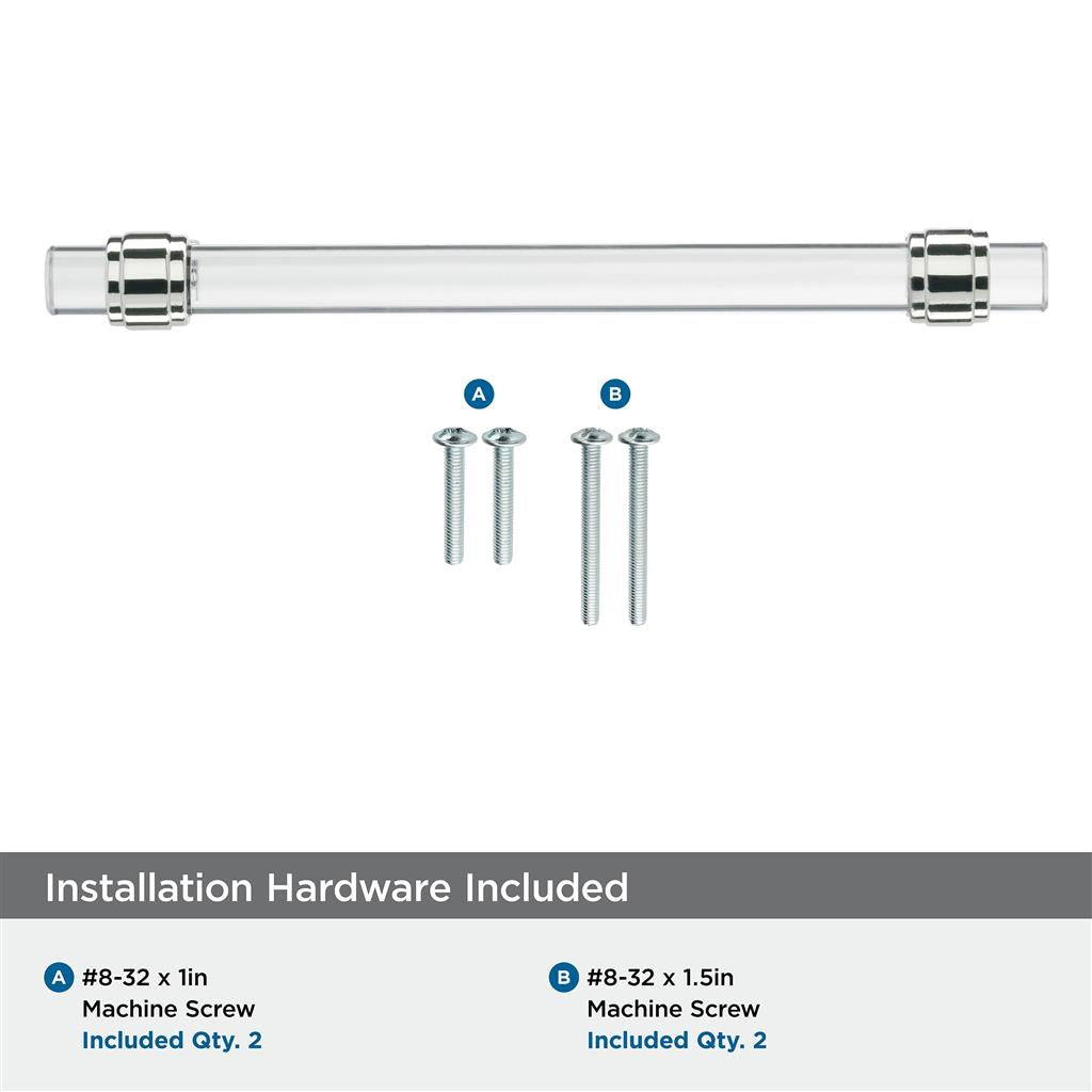 AMEROCK Glacio Glass Handle Cabinet Pull in Clear and Chrome (+5 Sizes)