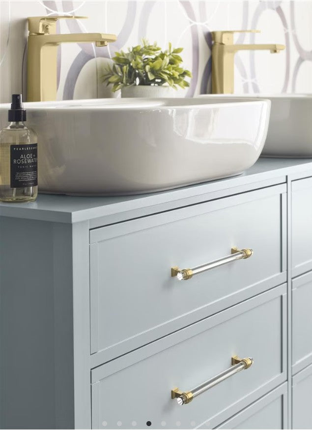 AMEROCK Glacio Glass Handle Cabinet Pull in Clear and Golden Champagne (+5 Sizes)