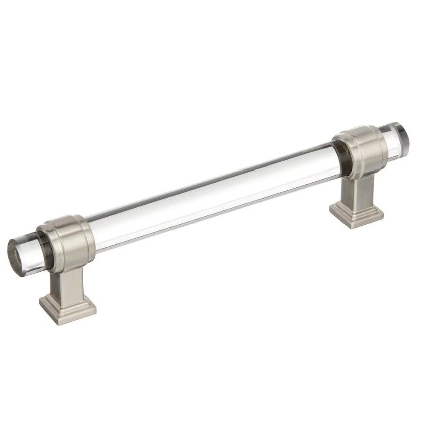 AMEROCK Glacio Glass Handle Cabinet Pull in Clear and Satin Nickel (+5 Sizes)
