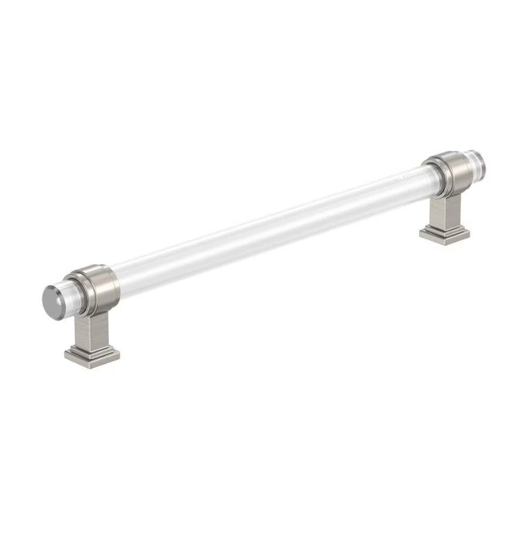 AMEROCK Glacio Glass Handle Cabinet Pull in Clear and Satin Nickel (+5 Sizes)