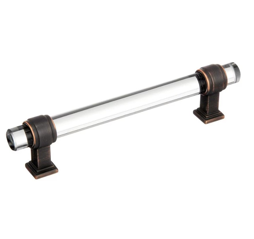 AMEROCK Glacio Glass Handle Cabinet Pull in Clear and Oil Rubbed Bronze (+5 Sizes)