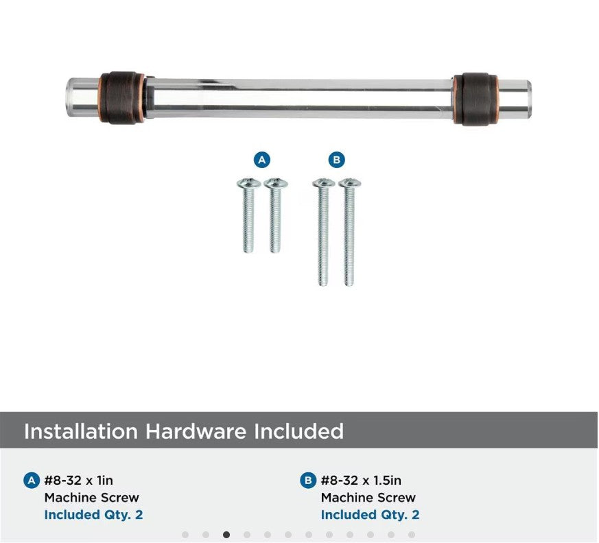 AMEROCK Glacio Glass Handle Cabinet Pull in Clear and Oil Rubbed Bronze (+5 Sizes)