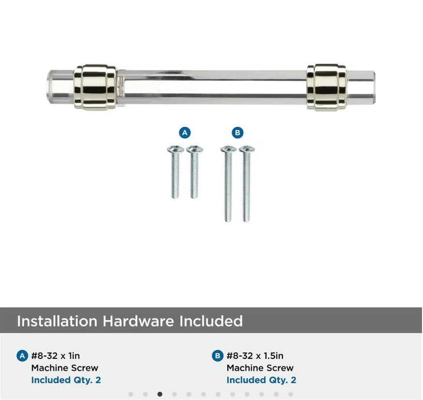 AMEROCK Glacio Glass Handle Cabinet Pull in Clear and Polished Nickel (+5 Sizes)