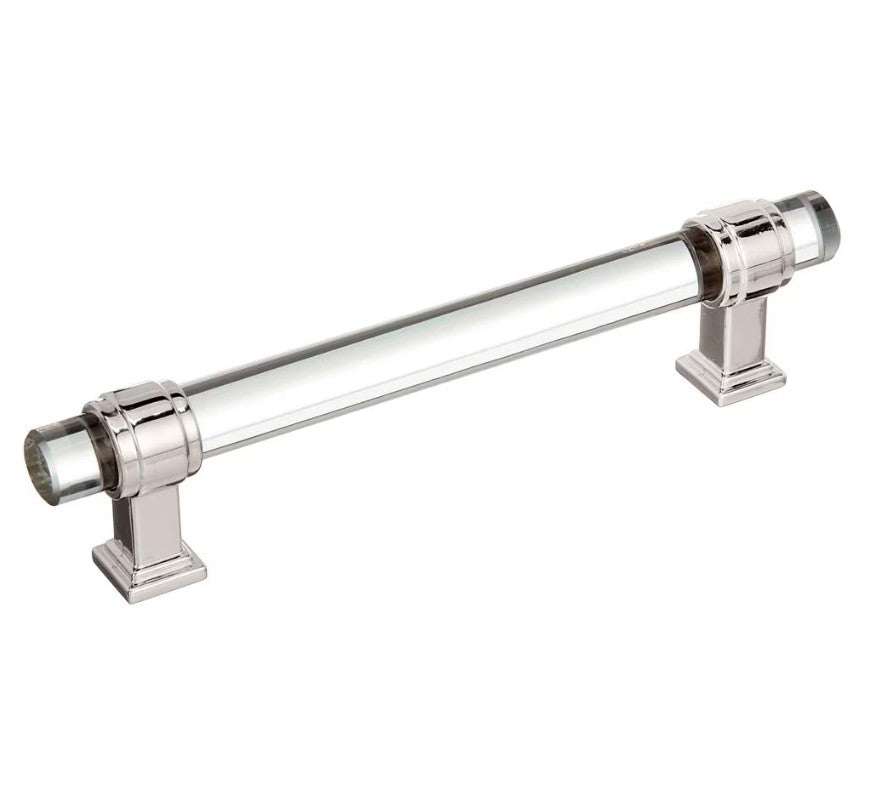 AMEROCK Glacio Glass Handle Cabinet Pull in Clear and Polished Nickel (+5 Sizes)