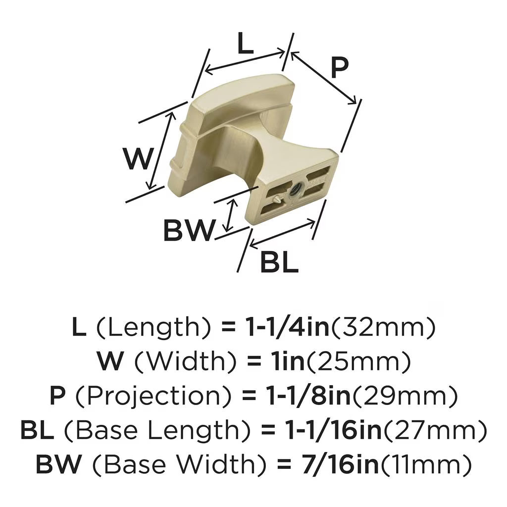 AMEROCK Davenport Rectangle Cabinet Knob in Golden Champagne (+2 Sizes)