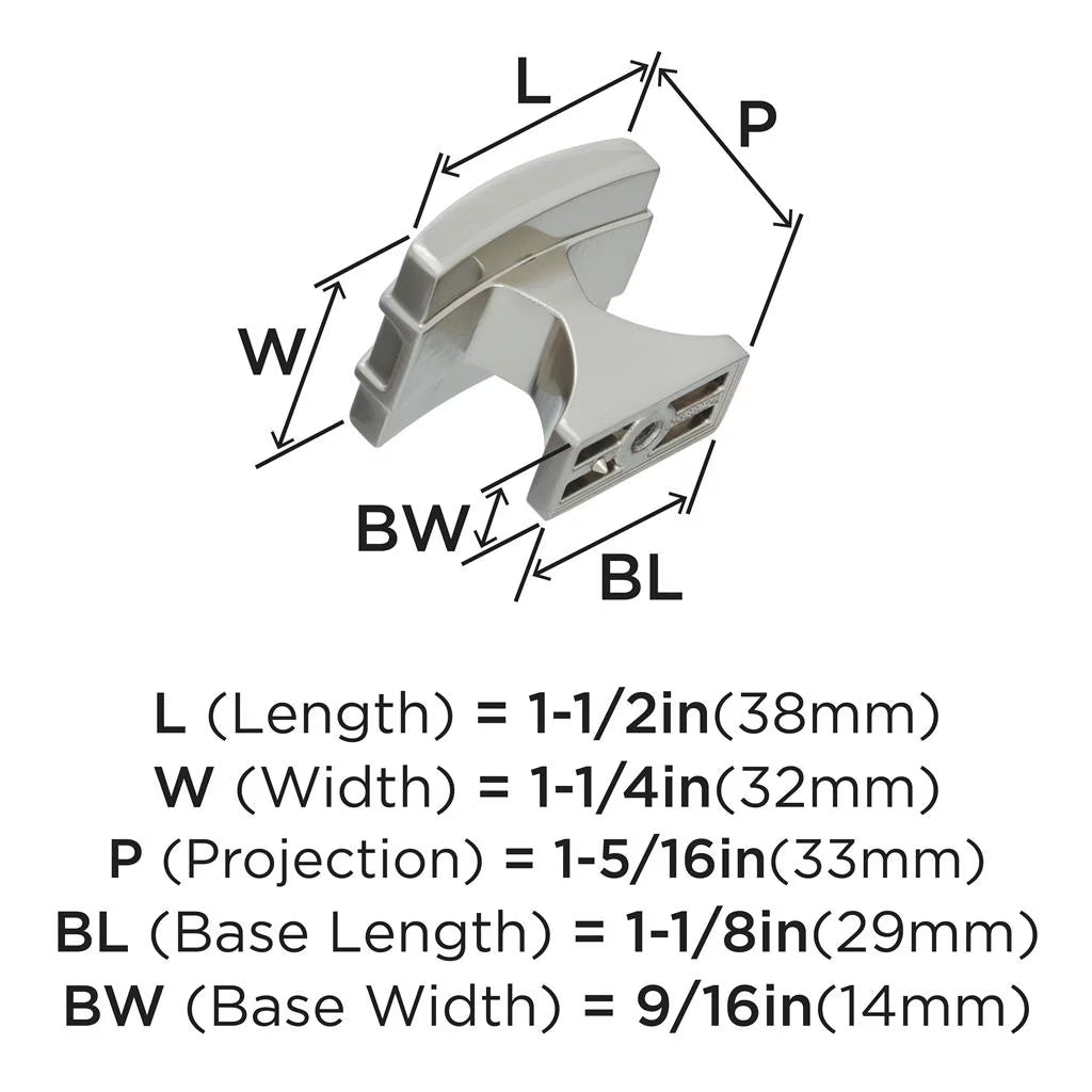 AMEROCK Davenport Rectangle Cabinet Knob in Satin Nickel (+2 Sizes)