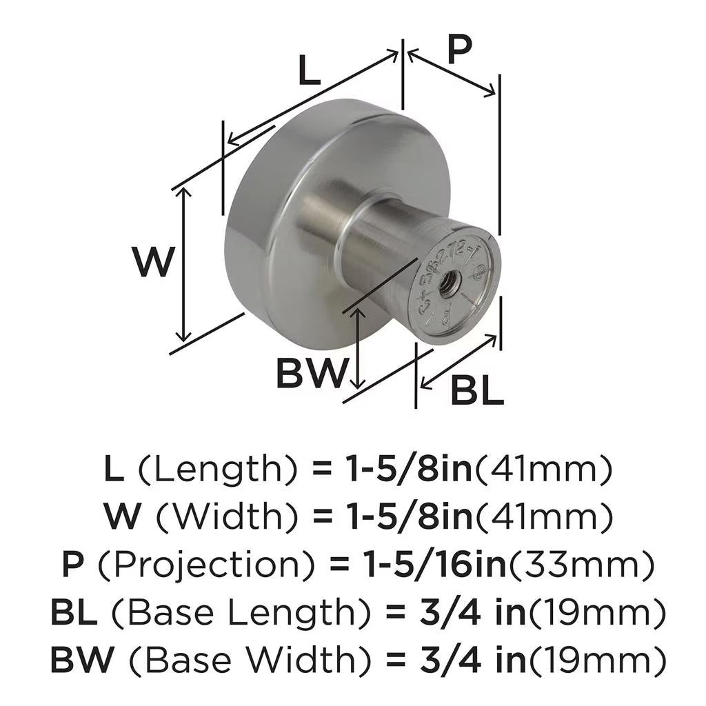 AMEROCK Blackrock Round Cabinet Knob in Polished Nickel (+2 Sizes)