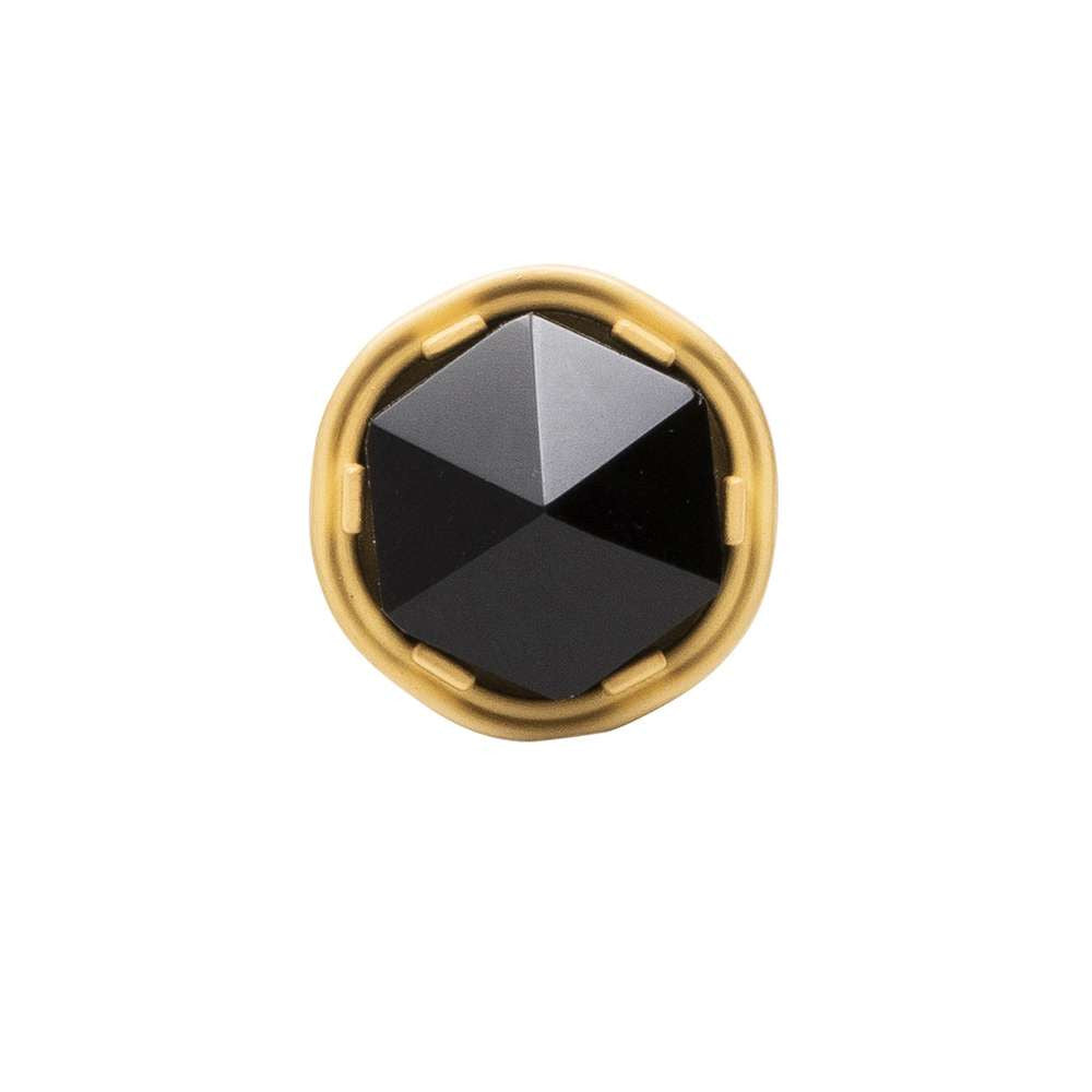 BELWITH KEELER Chrysalis 1-3/16" Diameter Black Glass Cabinet Knob in Brushed Golden Brass B076304GB-BGB Front View