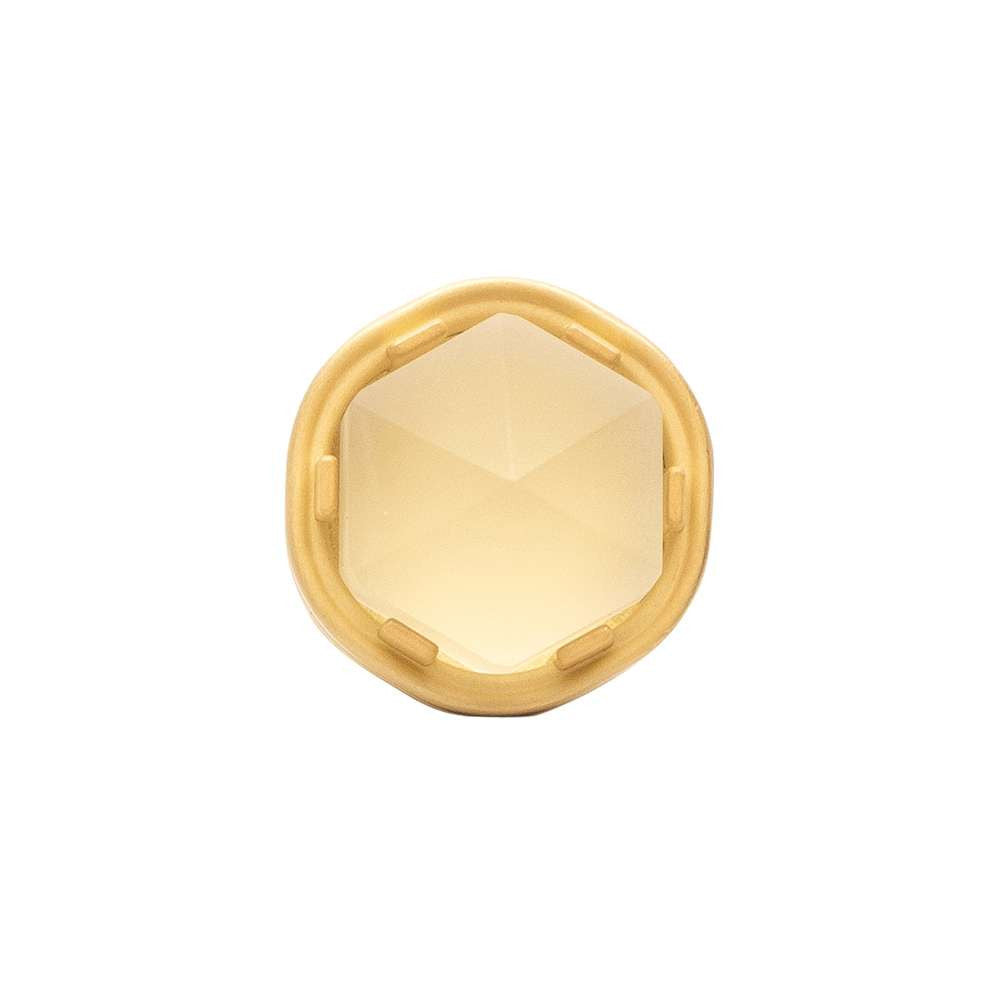 BELWITH KEELER Chrysalis 1-3/16" Diameter Frosted Glass Cabinet Knob in Brushed Golden Brass B076304GF-BGB Front View