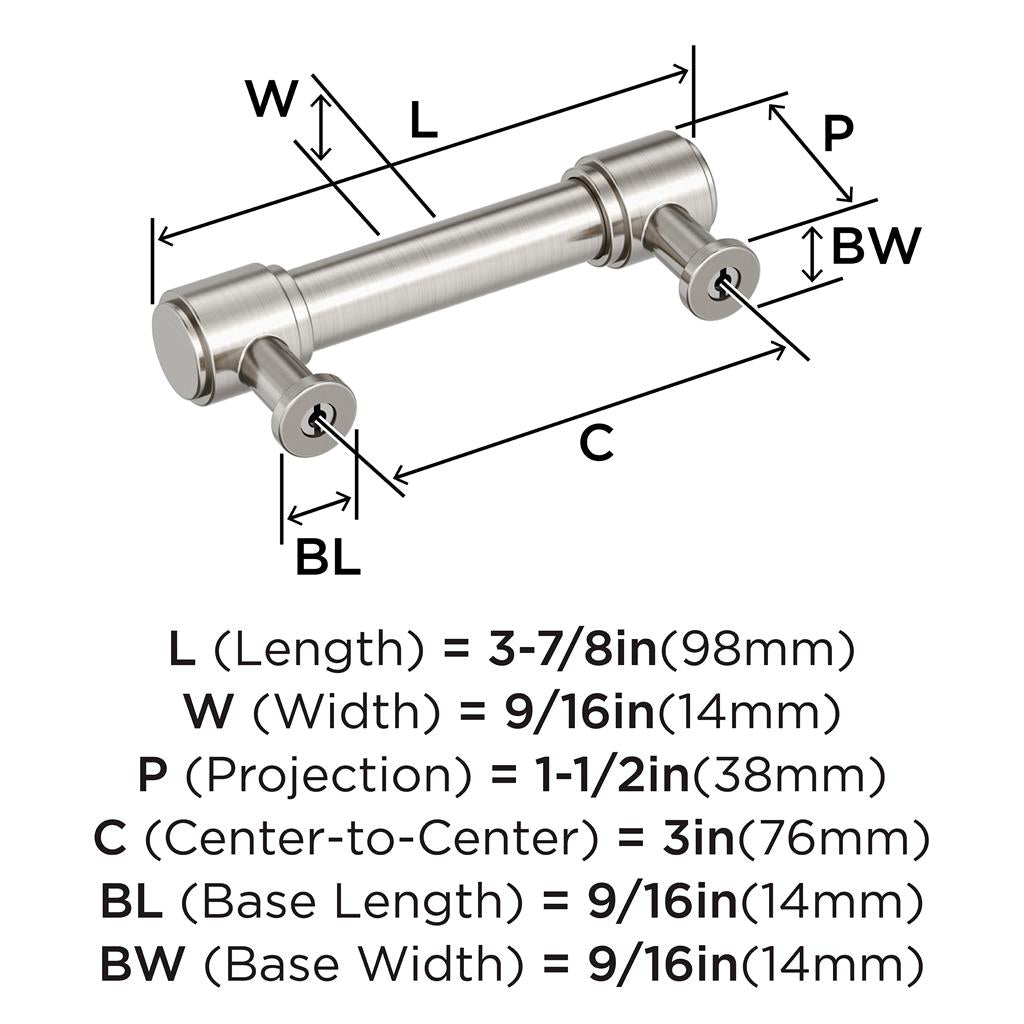AMEROCK Faircrest Wrapped Bar Handle Pulls in Satin Nickel (+8 Sizes)