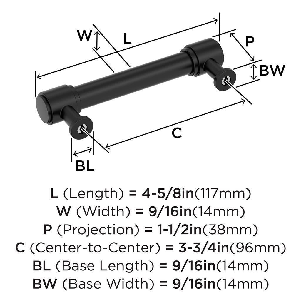 AMEROCK Faircrest Wrapped Bar Handle Pulls in Matte Black (+8 Sizes)