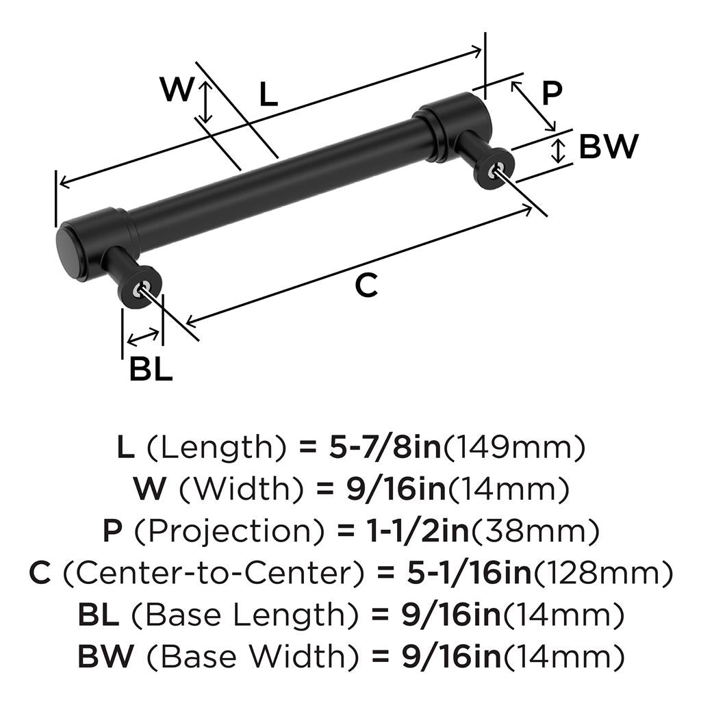 AMEROCK Faircrest Wrapped Bar Handle Pulls in Matte Black (+8 Sizes)