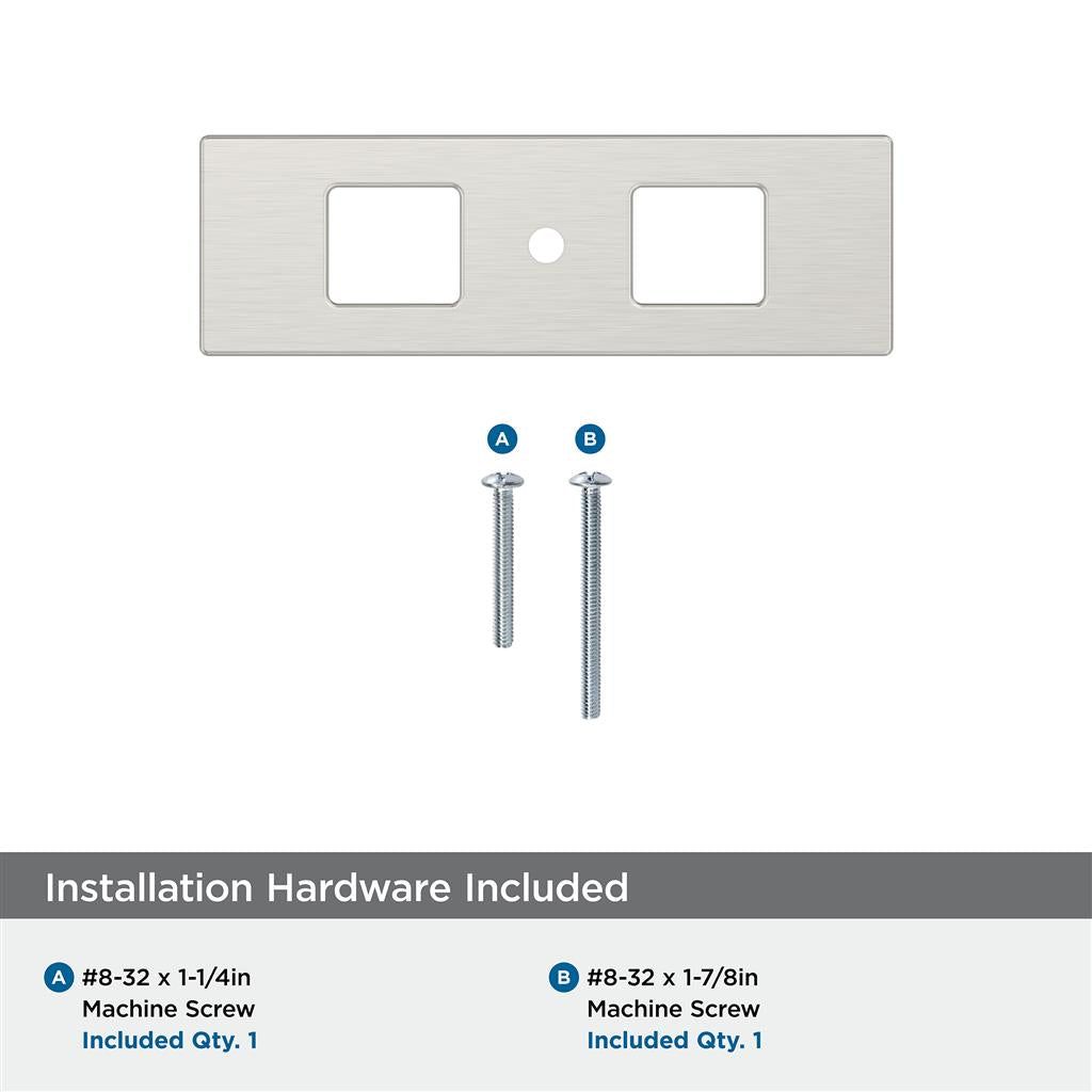AMEROCK Medora 3-11/16" Rectangle Cabinet Knob Backplate in Satin Nickel