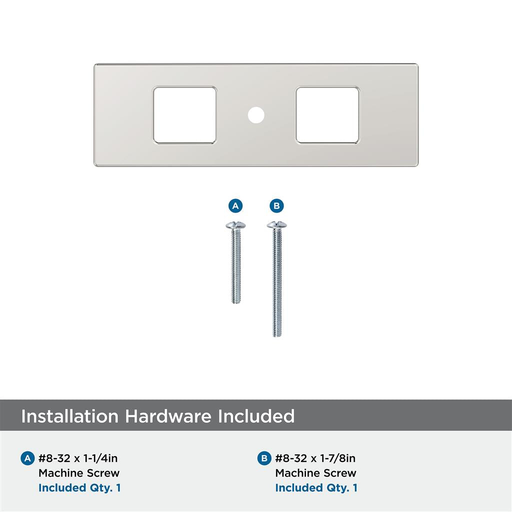 AMEROCK Medora 3-11/16" Rectangle Cabinet Knob Backplate in Polished Nickel