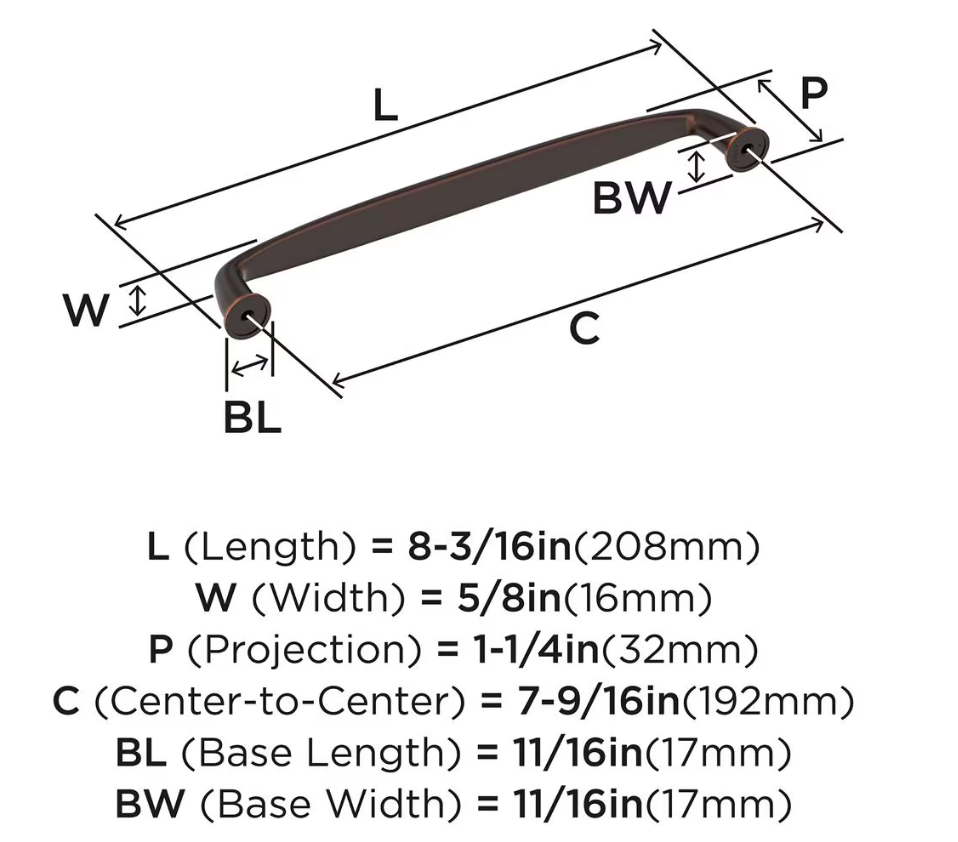 AMEROCK Kane Handle Pulls in Oil Rubbed Bronze (+8 Sizes)