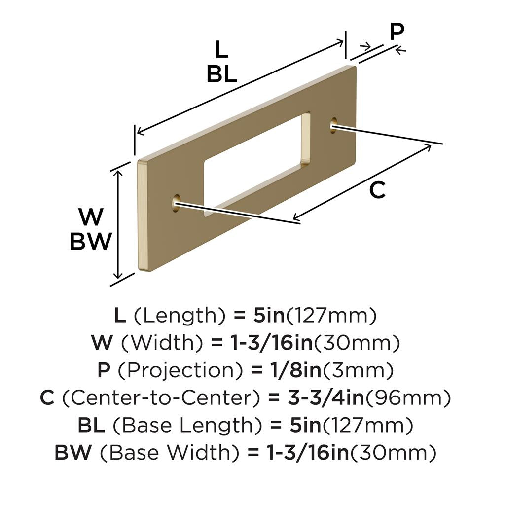AMEROCK Medora Rectangle Cabinet Handle Backplate in Golden Champagne (+8 Sizes)