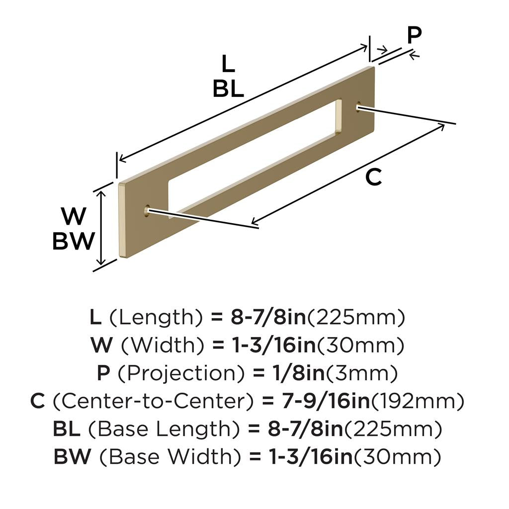 AMEROCK Medora Rectangle Cabinet Handle Backplate in Golden Champagne (+8 Sizes)