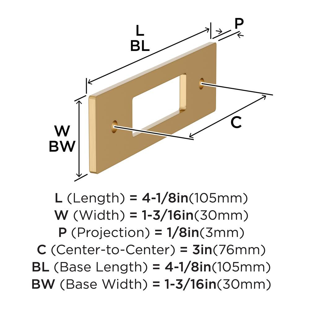 AMEROCK Medora Rectangle Cabinet Handle Backplate in Champagne Bronze (+8 Sizes)