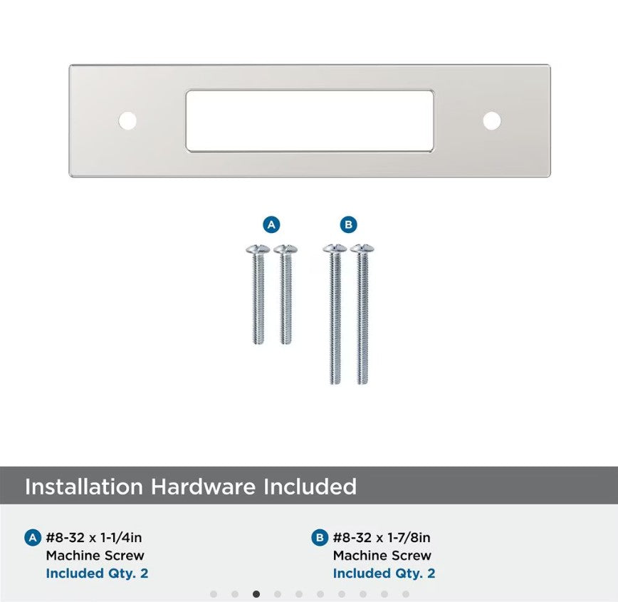 AMEROCK Medora Rectangle Cabinet Handle Backplate in Polished Nickel (+8 Sizes)