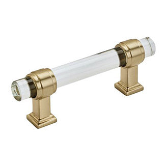 AMEROCK Glacio Glass Handle Cabinet Pull in Clear and Golden Champagne (+5 Sizes)