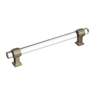AMEROCK Glacio Glass Handle Cabinet Pull in Clear and Golden Champagne (+5 Sizes)