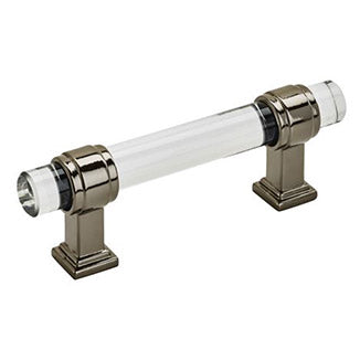 AMEROCK Glacio Glass Handle Cabinet Pull in Clear and Gunmetal (+5 Sizes)