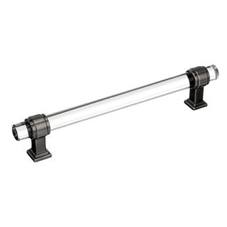 AMEROCK Glacio Glass Handle Cabinet Pull in Clear and Gunmetal (+5 Sizes)