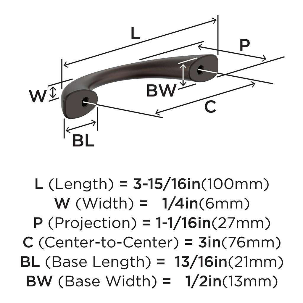 Amerock Vaile Handle Pull in Oil Rubbed Bronze 3"