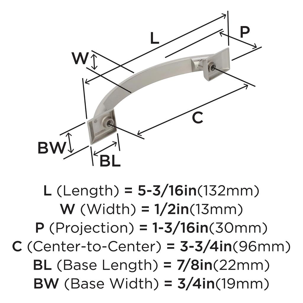 AMEROCK Candler Handle Cabinet Pull in Polished Nickel (+8 Sizes)