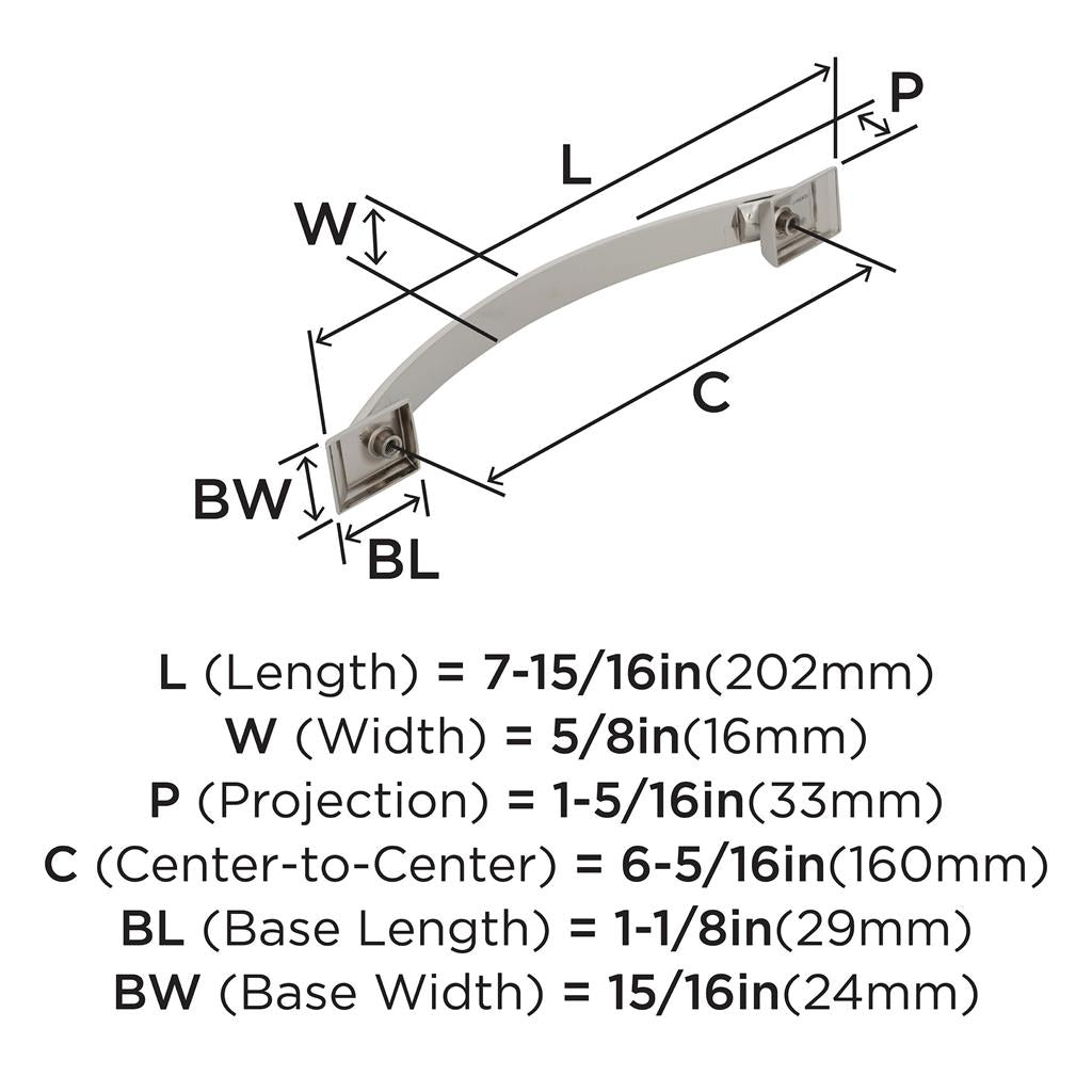 AMEROCK Candler Handle Cabinet Pull in Polished Nickel (+8 Sizes)