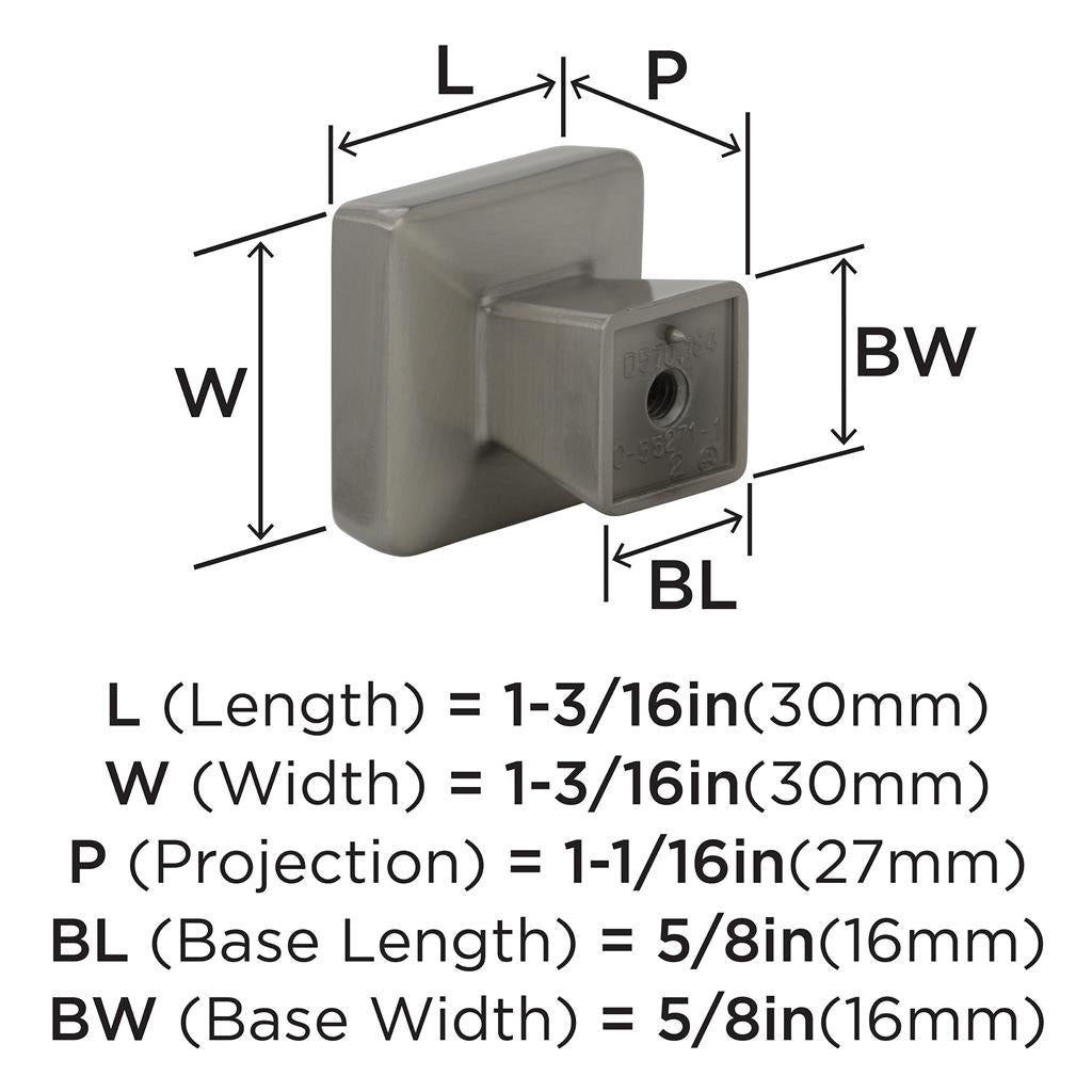 AMEROCK Blackrock Square Cabinet Knob in Satin Nickel (+2 Sizes)
