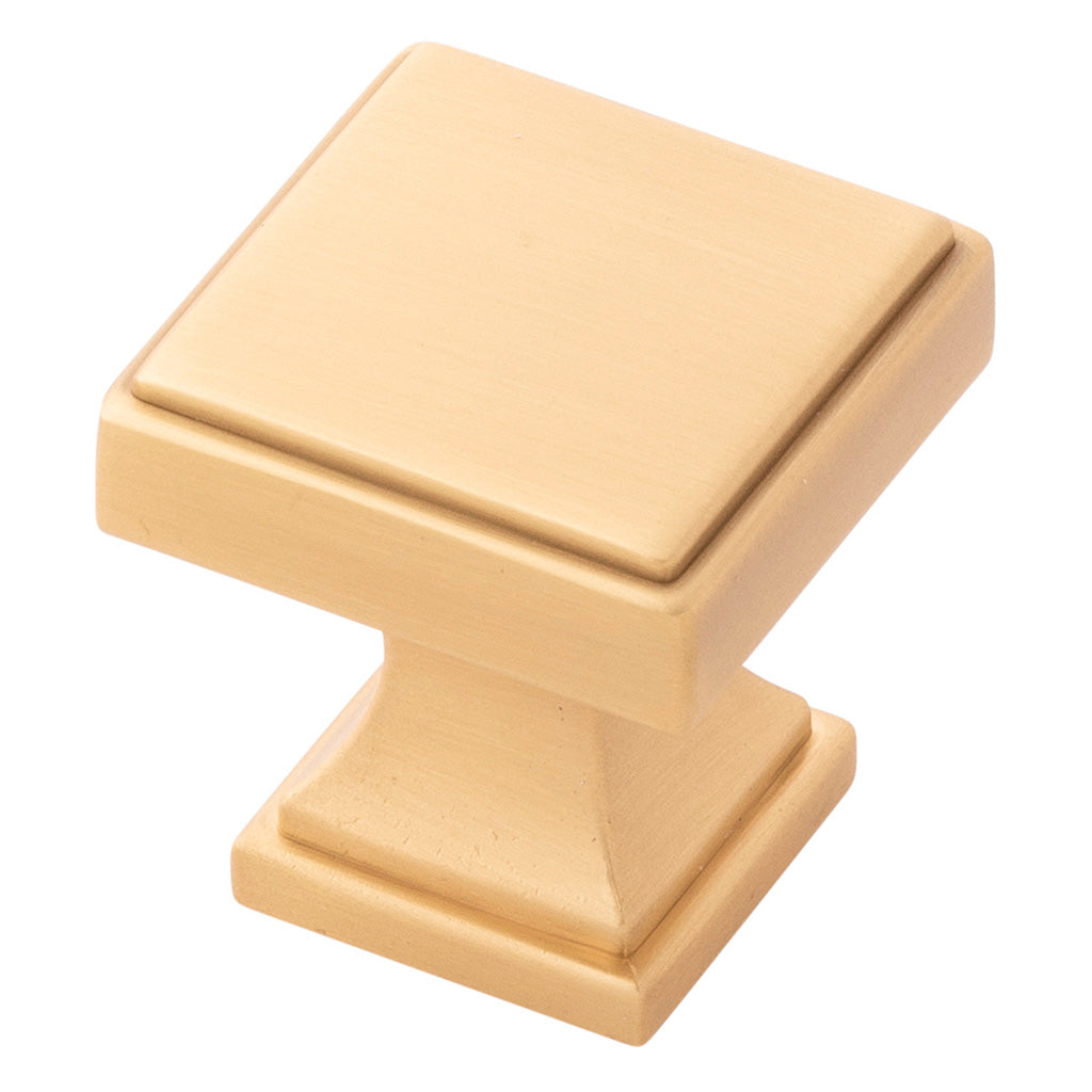 BELWITH KEELER Brownstone Square Cabinet Knob in Brushed Golden Brass (+2 Sizes)