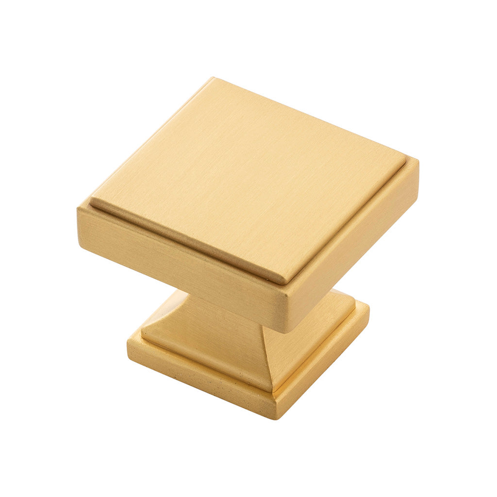 BELWITH KEELER Brownstone Square Cabinet Knob in Brushed Golden Brass (+2 Sizes)