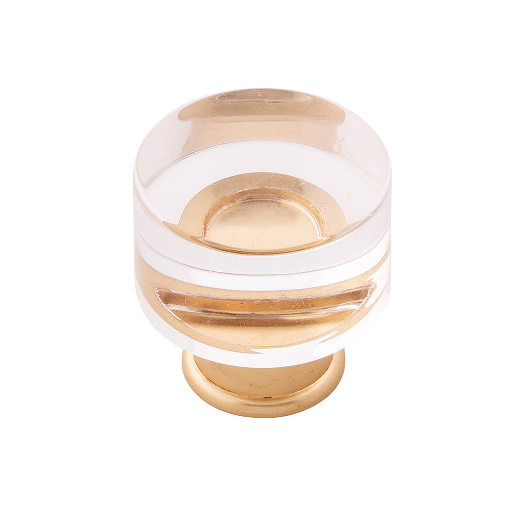 HICKORY Midway Round Cabinet Knob in Brushed Golden Brass and Clear (+2 Sizes)