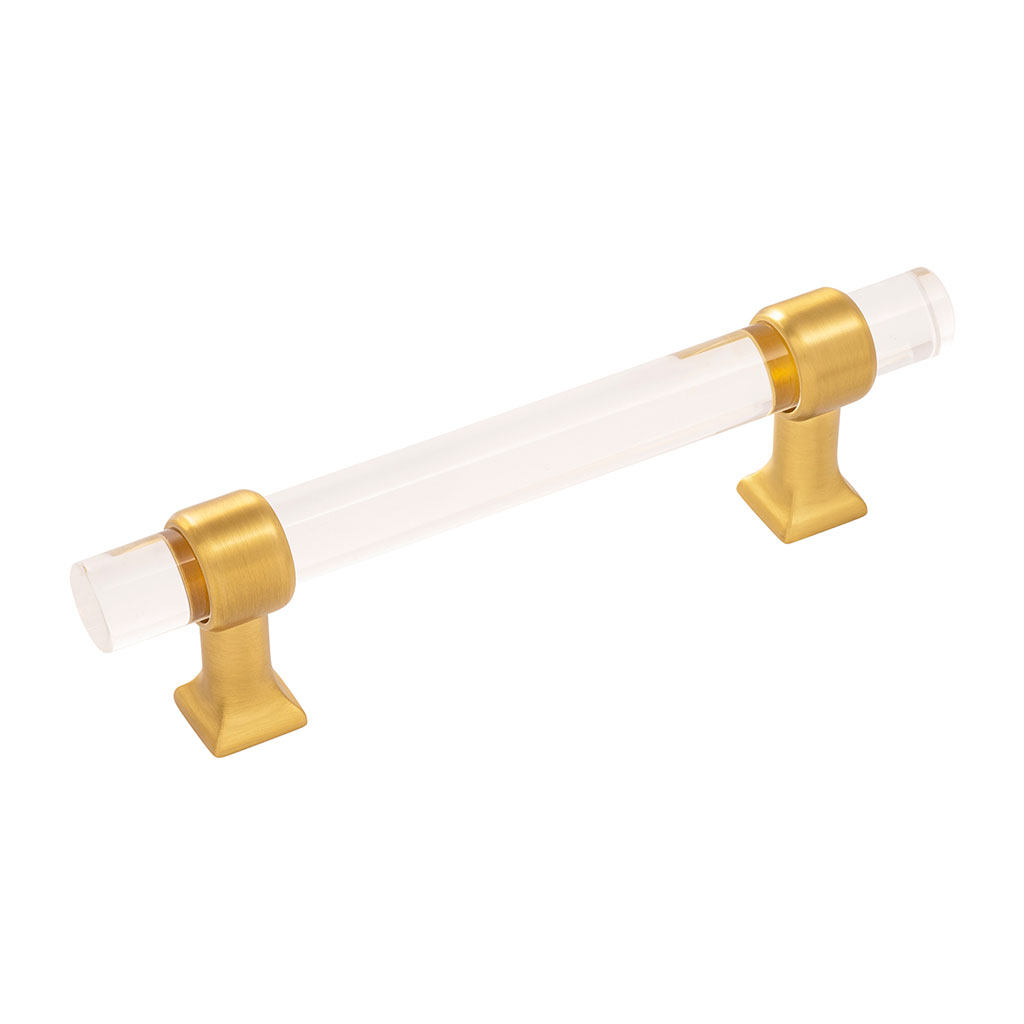 HICKORY Crystal Palace Handle Cabinet Pulls in Brushed Golden Brass and Clear (+3 Sizes)
