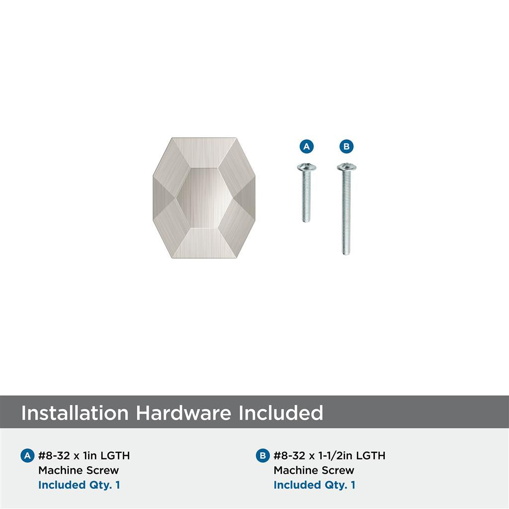 AMEROCK St. Vincent 1-5/8" Length Geometric Cabinet Knob in Satin Nickel
