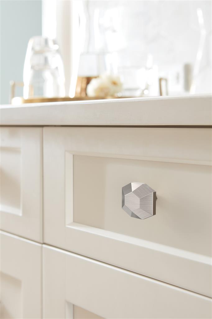 AMEROCK St. Vincent 1-5/8" Length Geometric Cabinet Knob in Satin Nickel