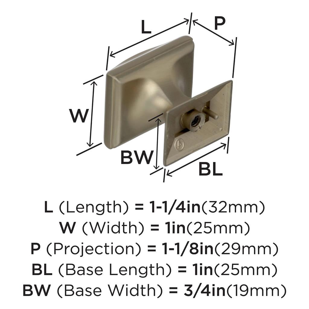 AMEROCK Candler Rectangle Cabinet Knob in Golden Champagne (+2 Sizes)