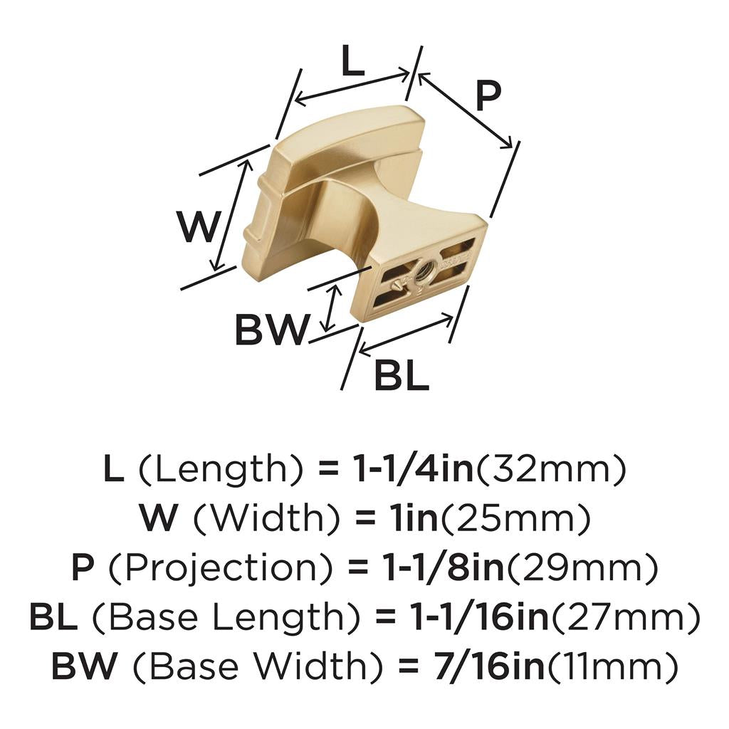 AMEROCK Davenport Rectangle Cabinet Knob in Champagne Bronze (+2 Sizes)