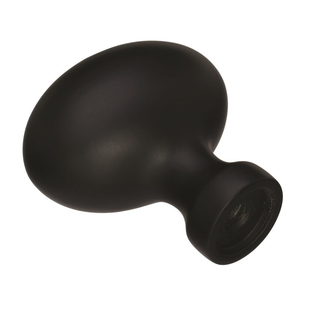 Black 1-3/8" Oval Cabinet Knob by Amerock's Vaile Collection Part Number BP53014-FB Backview
