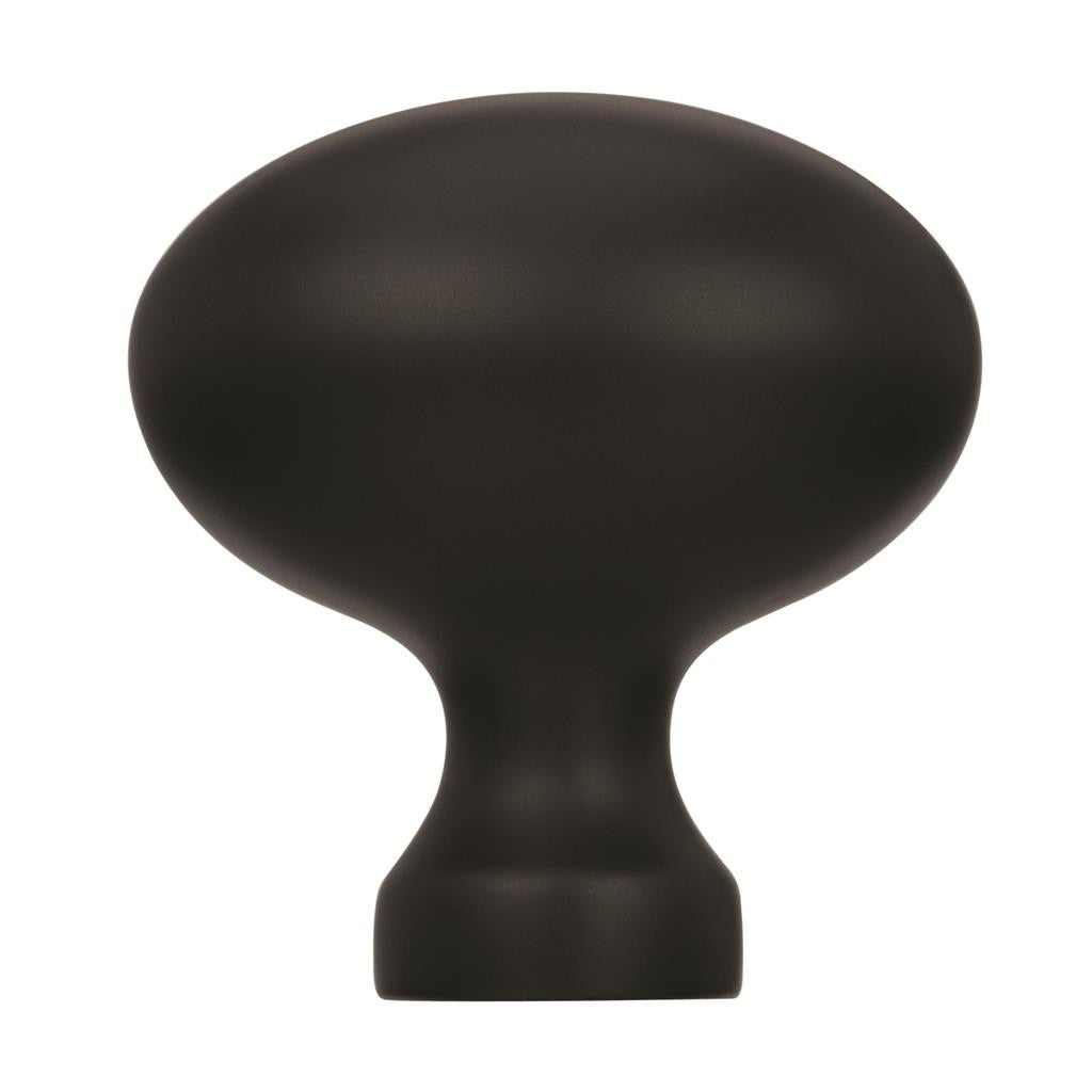 Black 1-3/8" Oval Cabinet Knob by Amerock's Vaile Collection Part Number BP53014-FB sideview