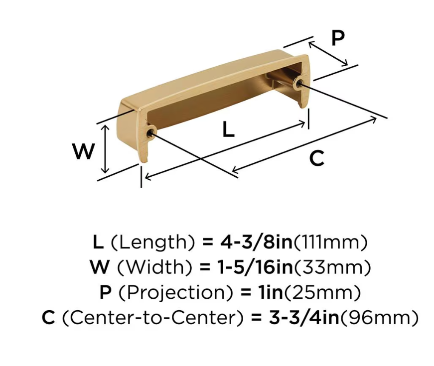 AMEROCK Kane 3-3/4" Centers Cup Pull in Champagne Bronze