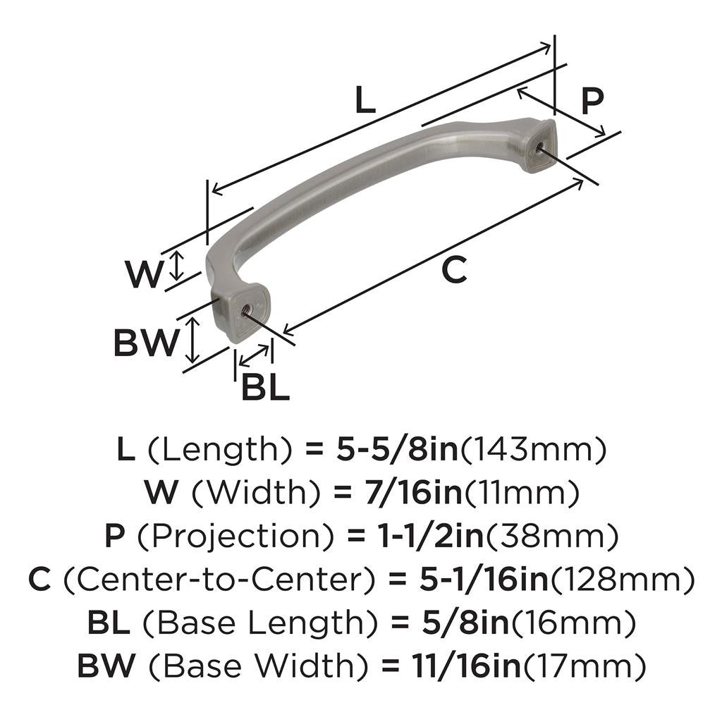 323-C AMEROCK Revitalize 5-1/16" Center to Center Handle Cabinet Pull - Satin Nickel BP55346G10 Specs
