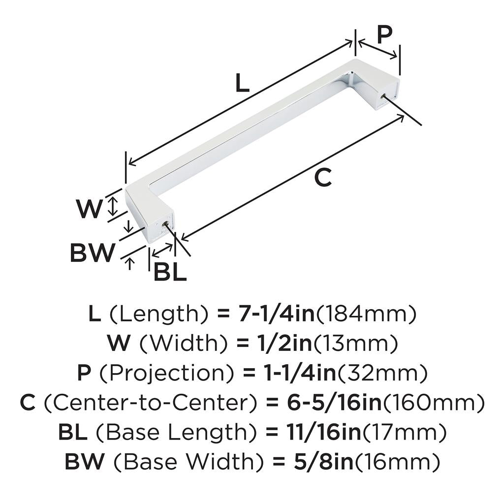 AMEROCK Blackrock Handle Cabinet Pull in Polished Chrome (+7 Sizes)
