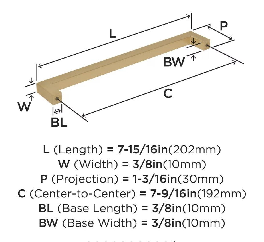 AMEROCK Monument Square Handle Pulls in Champagne Bronze (+8 Sizes)