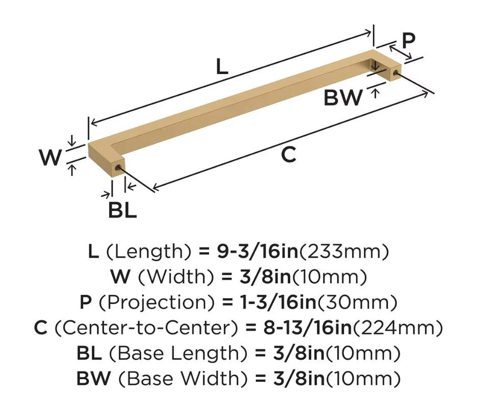 AMEROCK Monument Square Handle Pulls in Champagne Bronze (+8 Sizes)