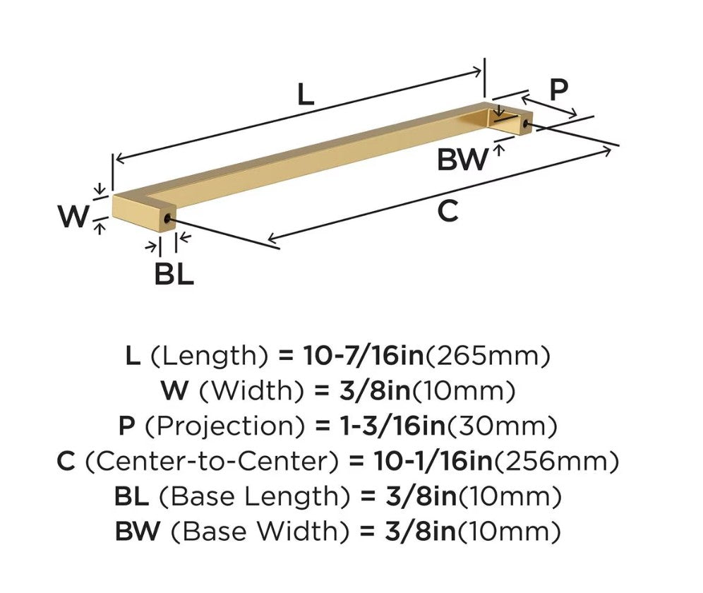 AMEROCK Monument Square Handle Pulls in Champagne Bronze (+8 Sizes)